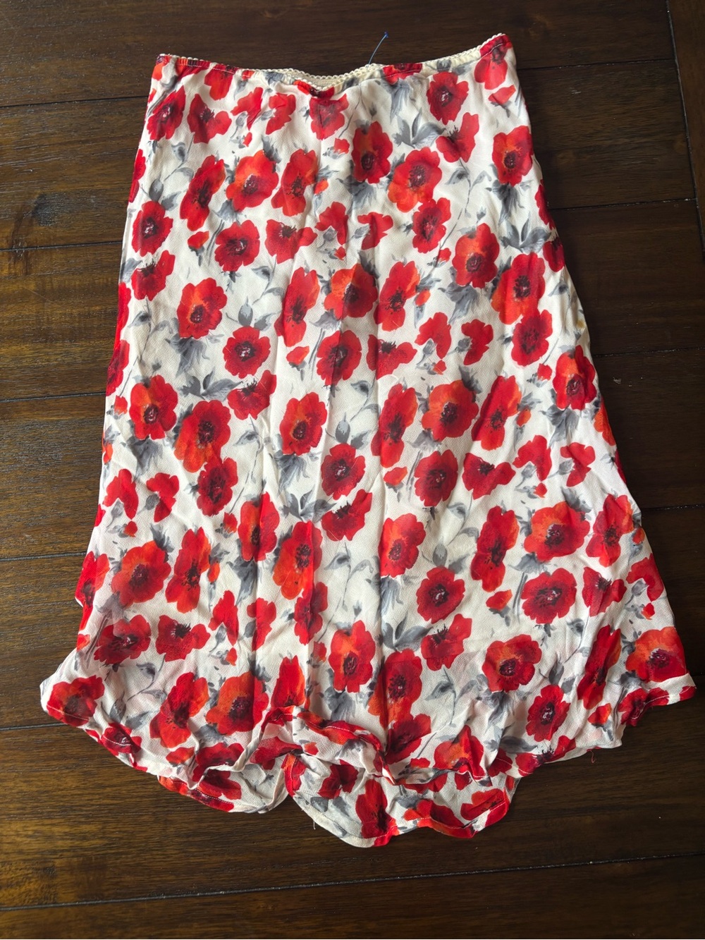Red Floral A-Line Skirt - Women